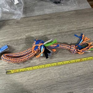 Greenbrier Kennel Club Braided Rope Dog Toy Orange Blue‎ Knotted Tug 14 Inch NWT
